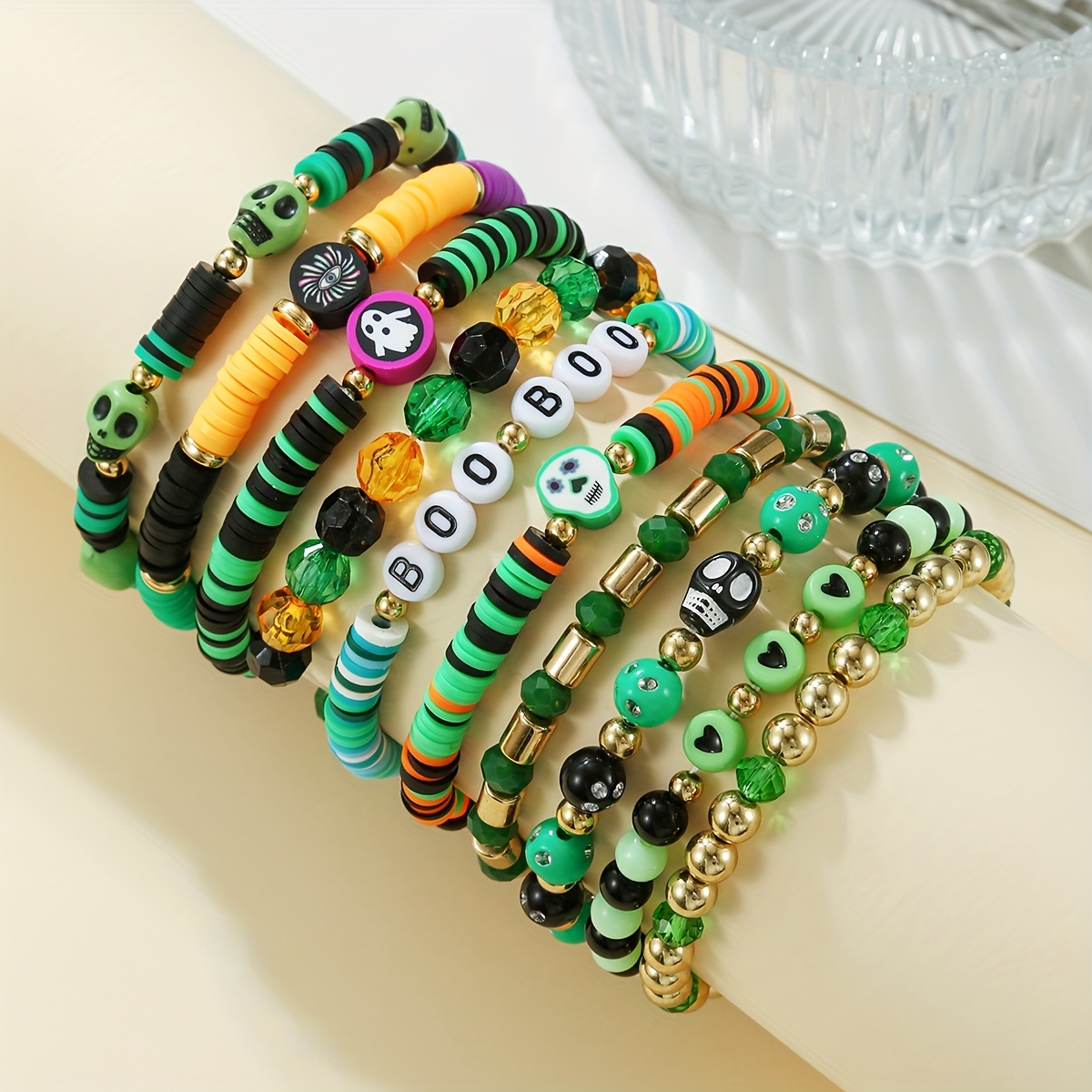 Halloween Pumpkin Bracelet Set - Acrylic Cartoon Hand Accessory